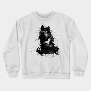 BEAUTIFUL BLACK CAT WATERCOLOUR MIXED MEDIA T-SHIRT Crewneck Sweatshirt